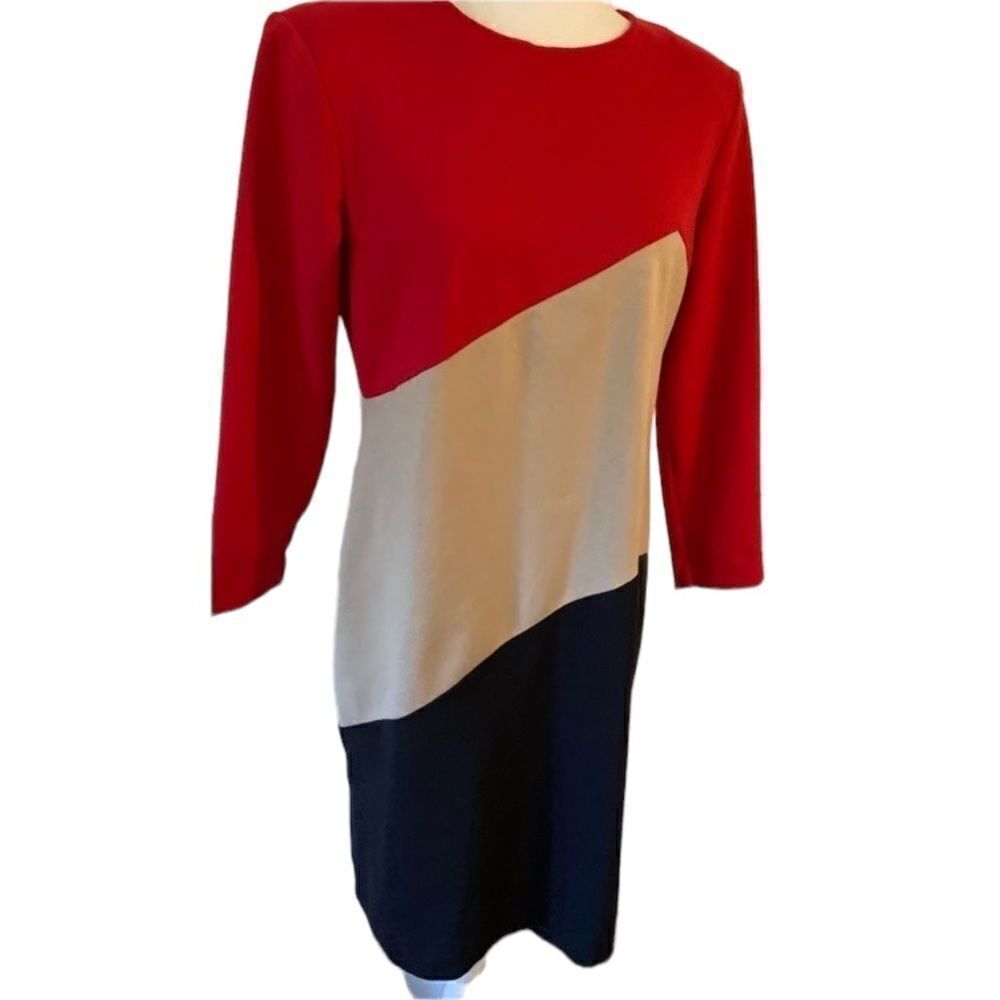 Vintage Brownstone Colorblock Dress Midi Medium